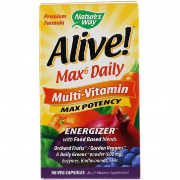 Nature's Way Alive! Whole Food Energizer, Multi-Vitamin with Iron, 90 Veggie Capsules