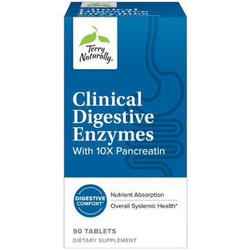 Terry Naturally Clinical Digestive Enzymes with 10X Pancreatin 90 Tablets