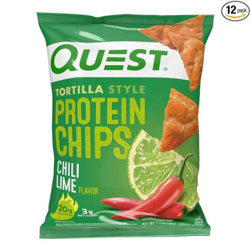 Quest Nutrition Chili Lime Tortilla Style Protein Chips, 20g Protein, 1.1 oz Bag