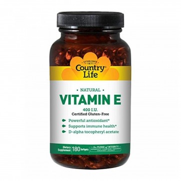 Country Life Gluten Free Natural Vitamin E 400 IU 180 Softgels