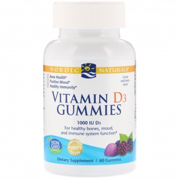 Nordic Naturals Vitamin D3 Gummies Wild Berry Flavored 60 Gummies