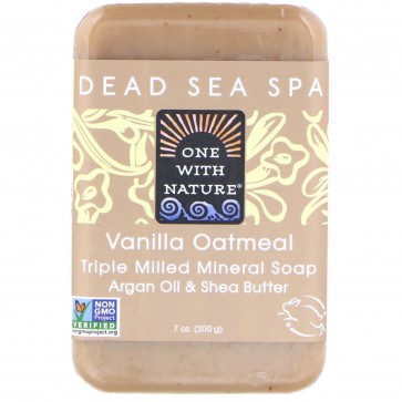 One With Nature - Dead Sea Mineral Bar Soap Pure Glycerin Vanilla Oatmeal Soap - 7 oz