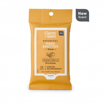 Clean Well Botanical Hand Sanitizer Wipes Orange Vanilla 10 Wipes