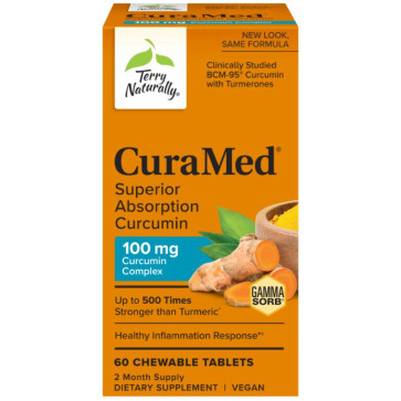 Terry Naturally CuraMed Superior Absorption Curcumin 100mg 60 Chewable Tablets