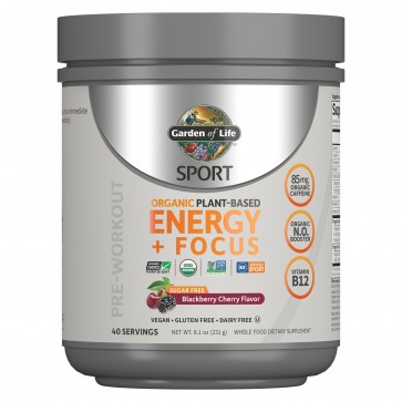 Garden of Life Sport Organic Plant-Based Energy + Focus Sugar Free Blackberry Cherry 8.1oz (231g)