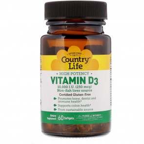 Country of Life Vitamin D3 10k 60 Softgels | Vitamin D3 10,000