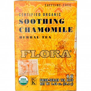 Flora Inc Certified Organic Herbal Tea Soothing Chamomile Caffeine Free 16 Tea Bags 0.68 oz (19.2 g) 