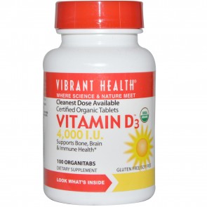 Vibrant Health Vitamin D3 4,000 I.U. 100 OrganiTabs