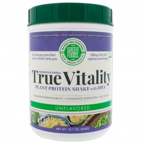 Green Foods True Vitality Plant Protein Shake with DHA Unflavored 25.2 oz