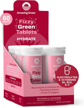Amazing Grass - Fizzy Green Tablets Strawberry Lemonade 1 Tube Single Serving