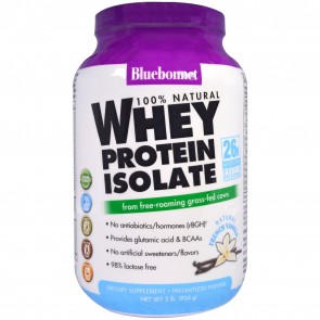 Bluebonnet 100% Natural Whey Protein Isolate Powder French Vanilla 2 Pounds
