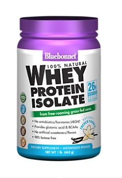 Bluebonnet 100% Natural Whey Protein Isolate Powder French Vanilla 1 lb