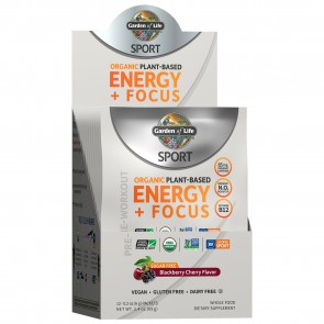 Garden of Life Sport Organic Plant-Based Energy + Focus Sugar Free Blackberry Cherry 12 Packets