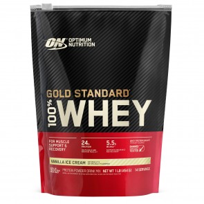 Gold Standard 100% Whey Vanilla Ice Cream Flavor 1 lb by Optimum Nutrition