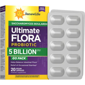 Renew Life Ultimate Flora Saccaromyces Boulardii GO PACK 20 Vegan Capsules